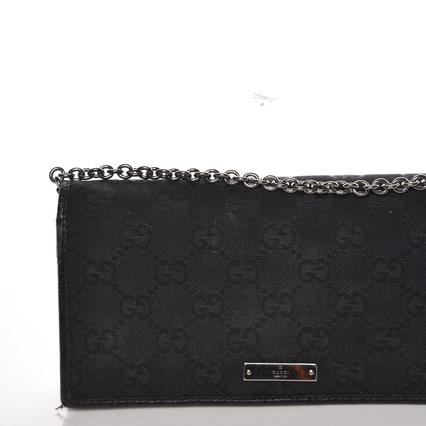 Monogram Metal Bar Chain Wallet Black