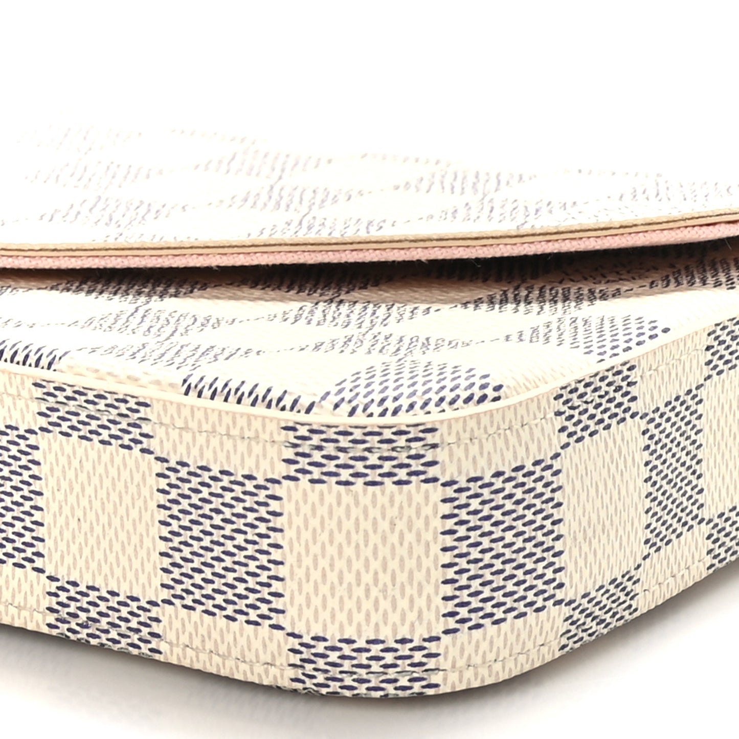 Damier Azur Pochette Felicie Chain Wallet Rose Ballerine