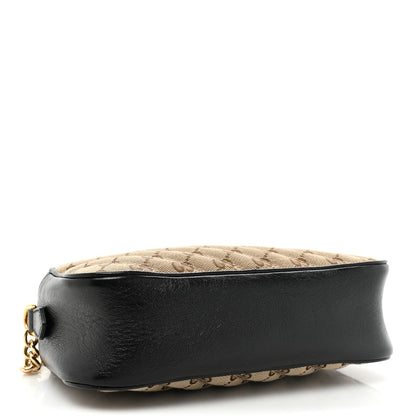Gucci Monogram Matelasse Diagonal Small GG Marmont Chain Shoulder Bag Beige Black 4 of 14