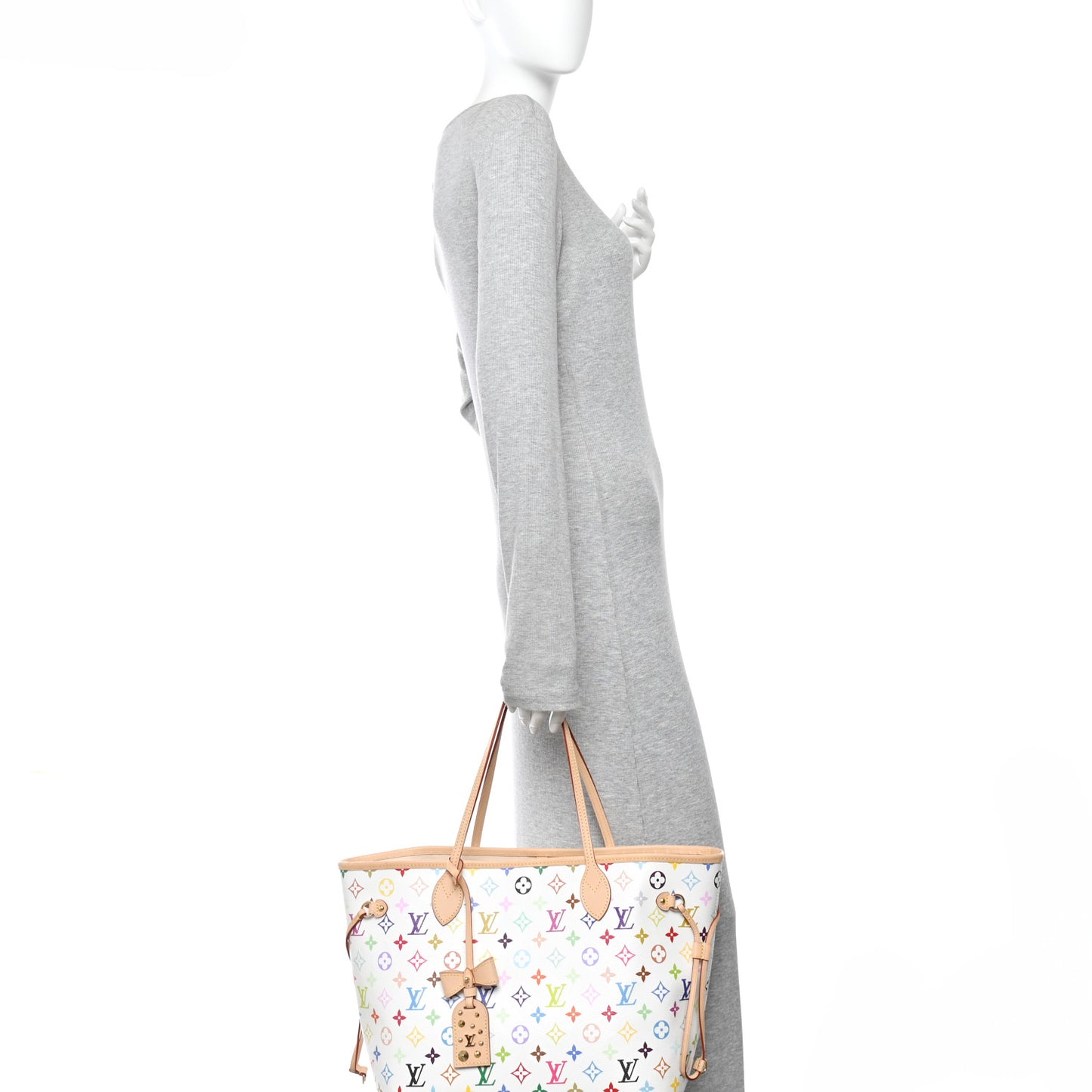 LV X TM Monogram Multicolor Neverfull MM White
