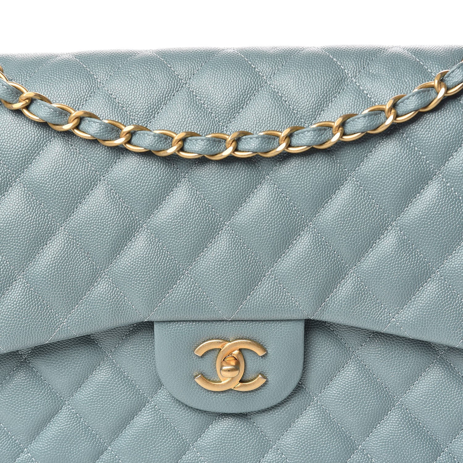 Chanel Iridescent Caviar Quilted Jumbo Double Flap Light Blue 10 of 10