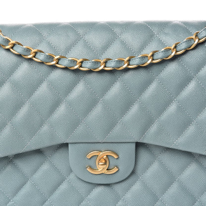 Chanel Iridescent Caviar Quilted Jumbo Double Flap Light Blue 10 of 10