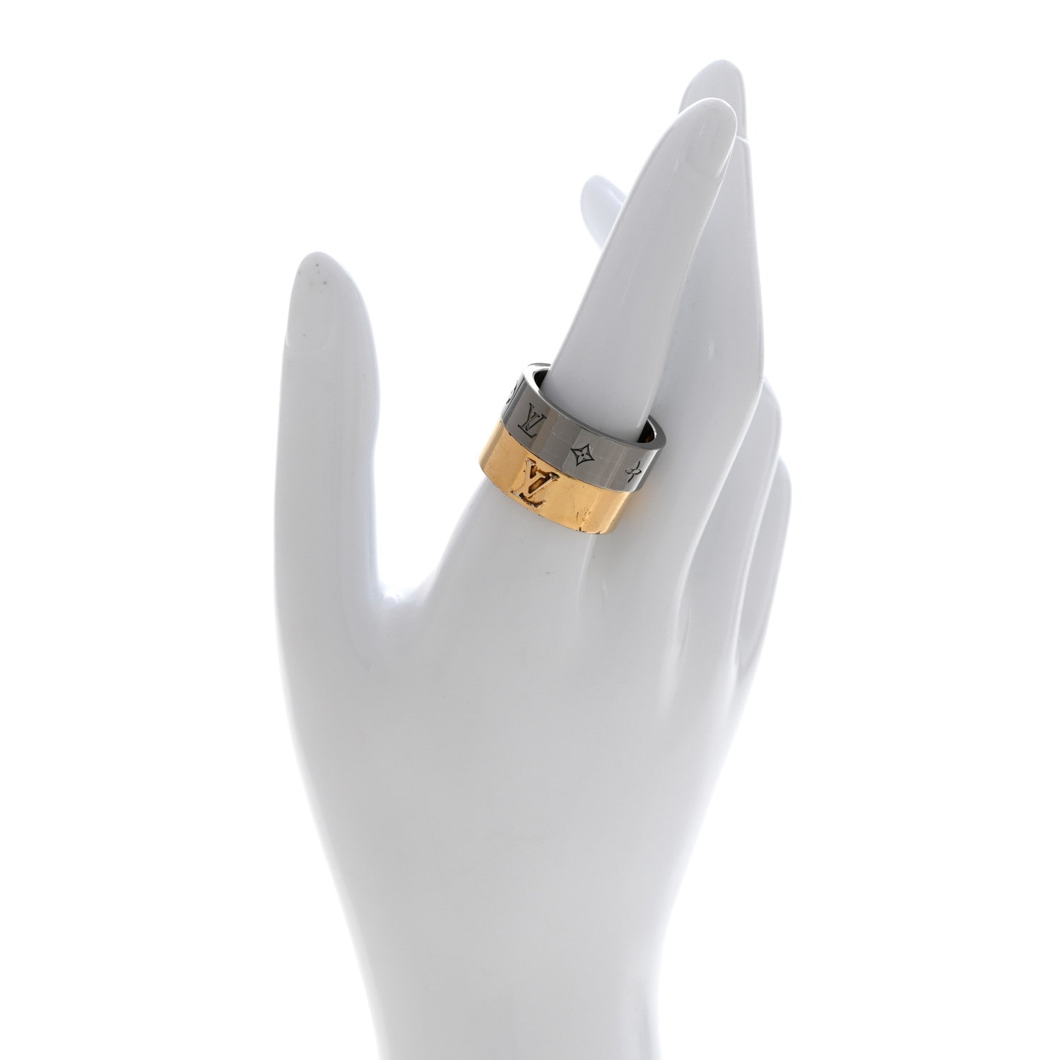 Louis Vuitton Metal LV Instinct Set of 2 Rings L 63 10.25 Silver Gold 2 of 8