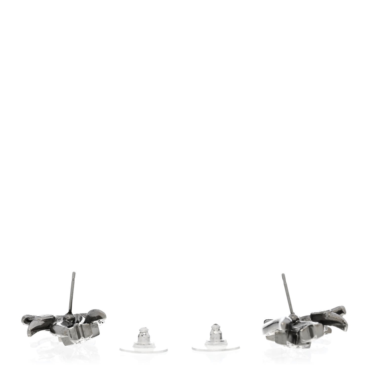 Chanel Crystal Baguette CC Wing Star Earrings Silver 3 of 5