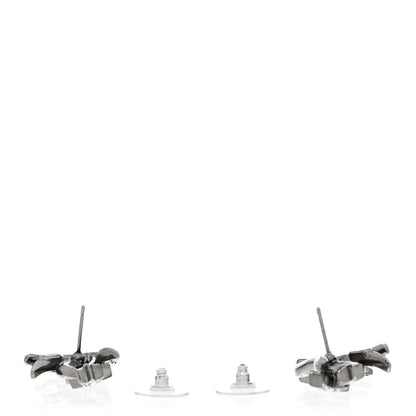 Chanel Crystal Baguette CC Wing Star Earrings Silver 3 of 5