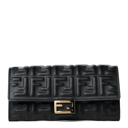 Fendi Nappa Matisse FF Embossed Continental Wallet Black 1 of 4