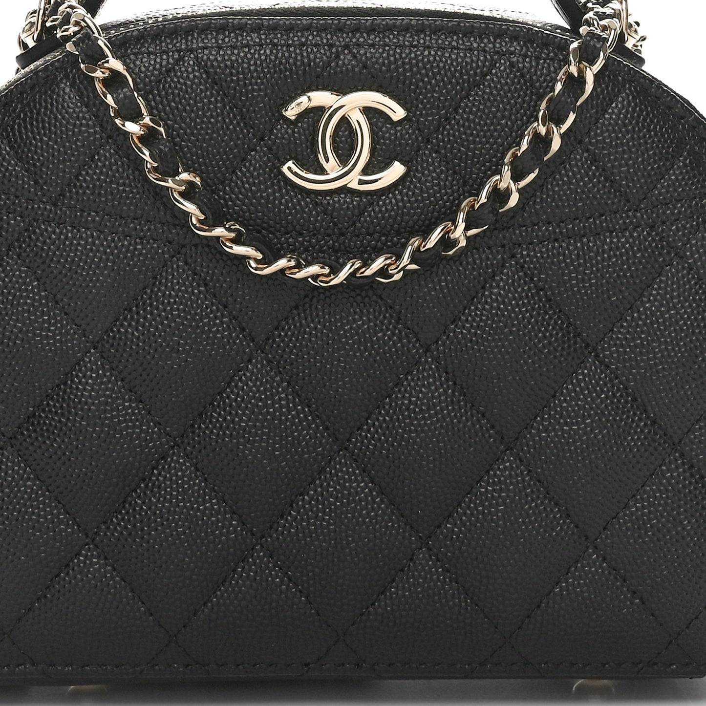 Caviar Quilted Top Handle Vanity Case Black