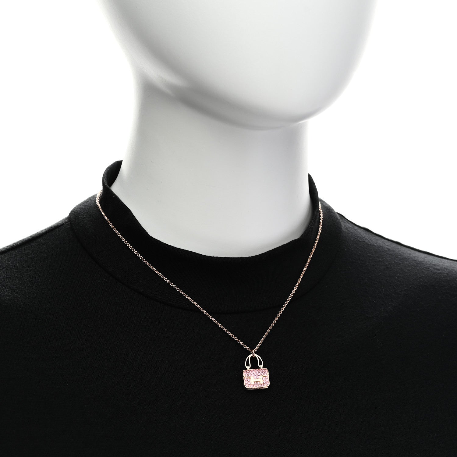 Hermes 18K Rose Gold Pink Sapphire Constance Amulettes Pendant Necklace 2 of 7