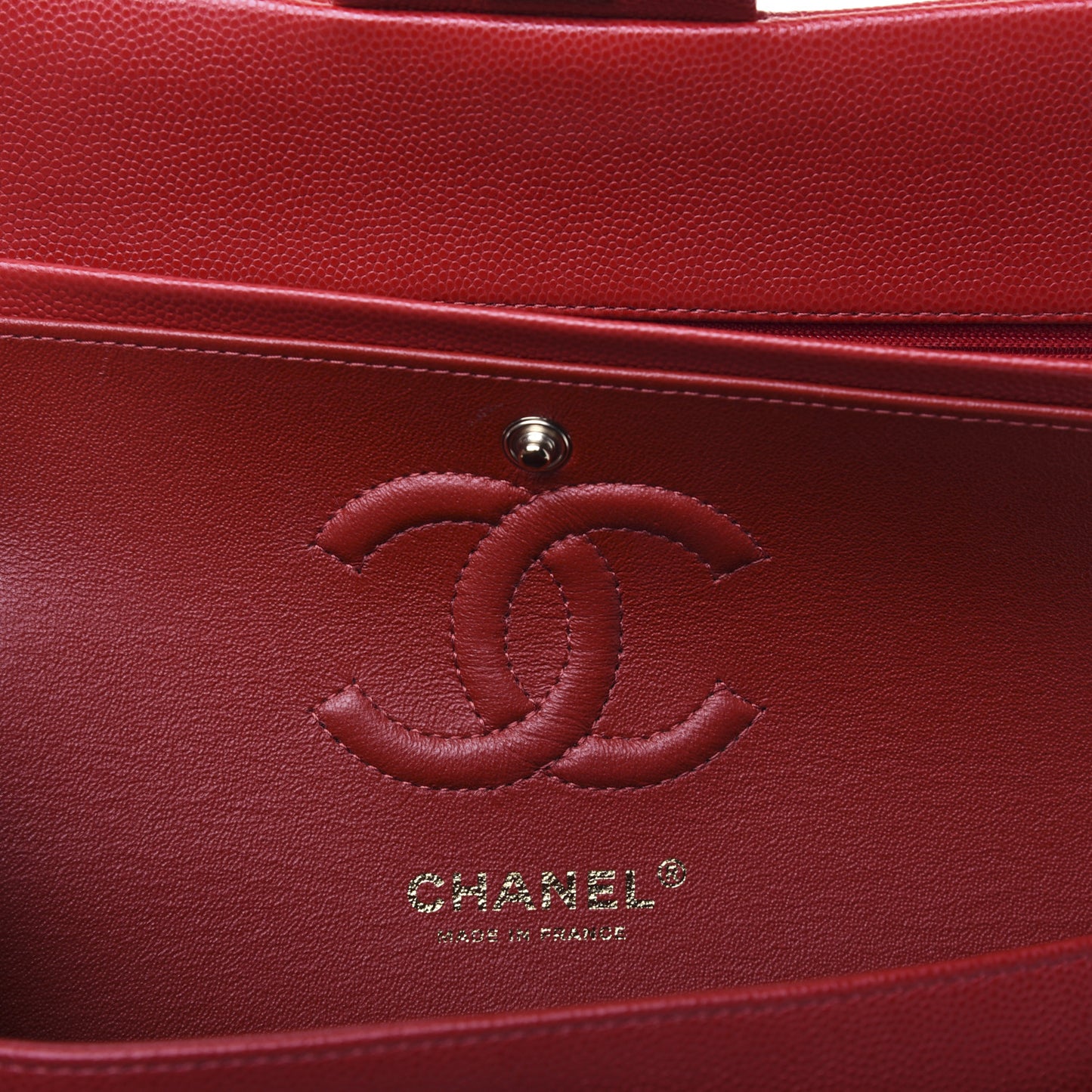 Caviar Quilted Small Double Flap Red