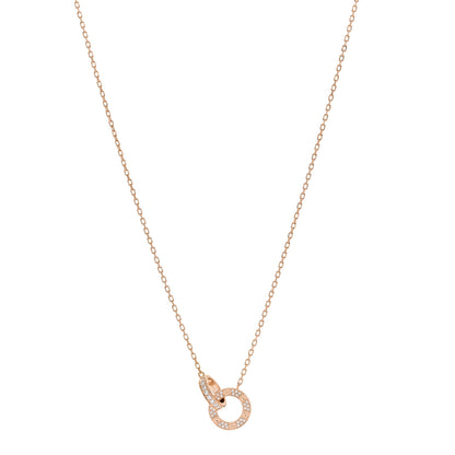 Cartier 18K Pink Gold Diamond Interlocking LOVE Paved Necklace 1 of 6