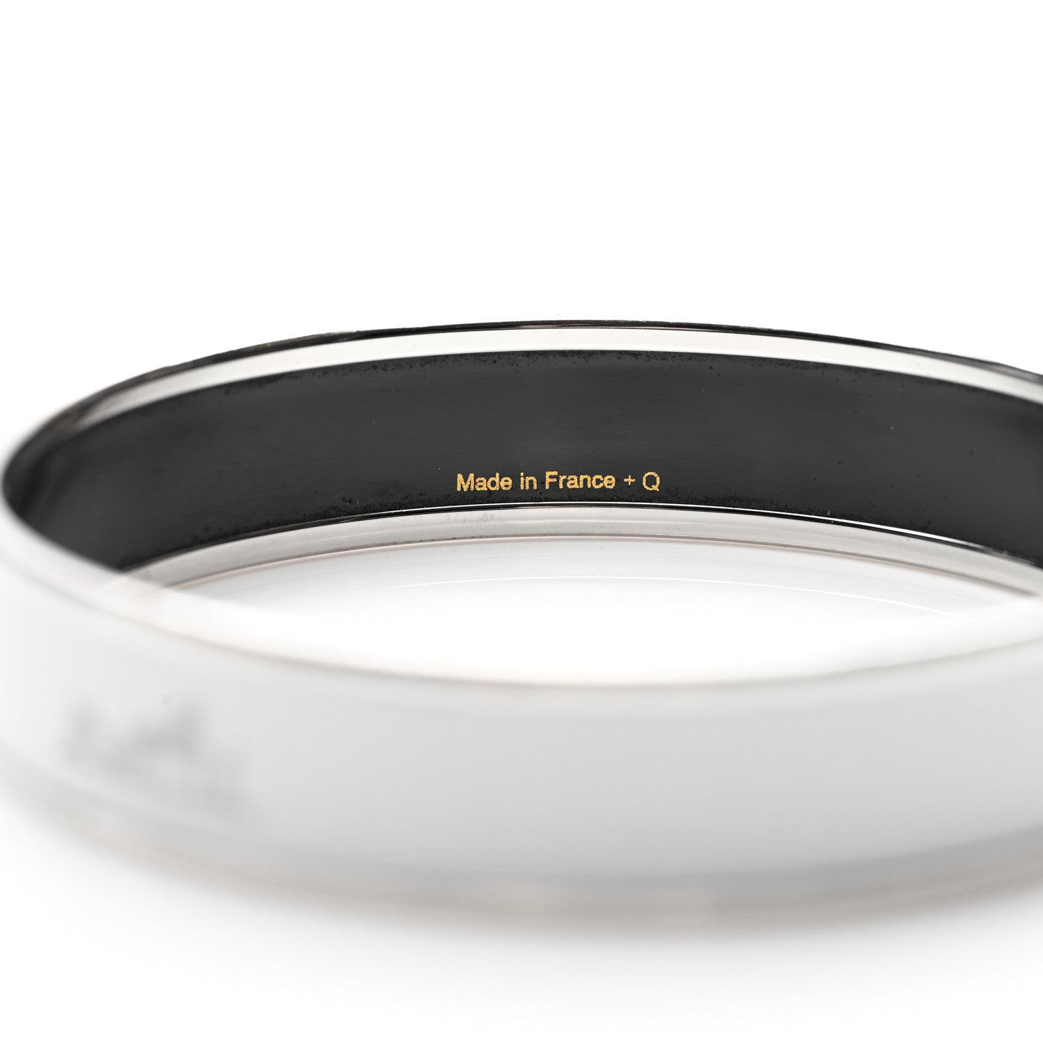 Hermes Enamel Printed Narrow Caleche Bracelet 70 White 4 of 4