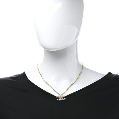 Chanel Crystal Pearl Nefertiti CC Pendant Necklace Gold 2 of 5