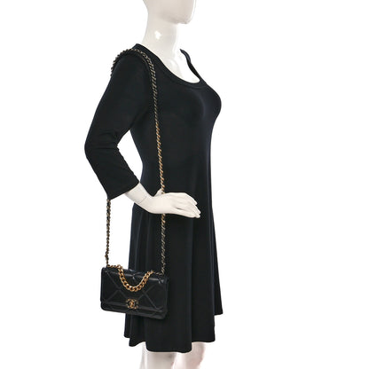 Chanel Lambskin Quilted Chanel 19 Wallet On Chain WOC Black 2 of 9