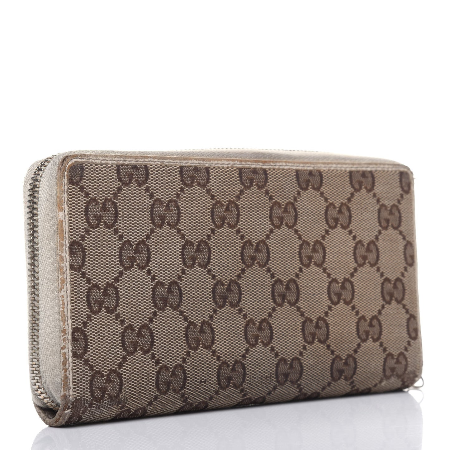 Monogram Metal Bar Zip Around Wallet Beige Ebony Off White