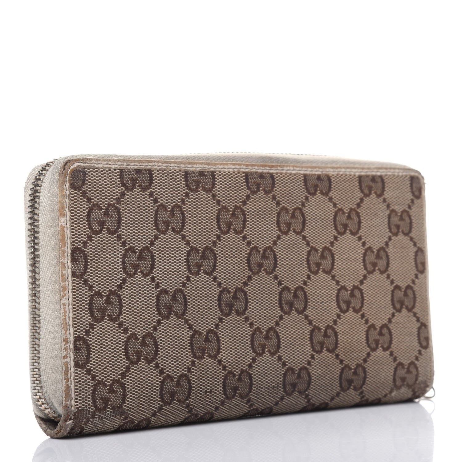 Gucci Monogram Metal Bar Zip Around Wallet Beige Ebony Off White 3 of 35