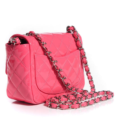 Chanel Patent Quilted Mini Square Flap Pink 3 of 9