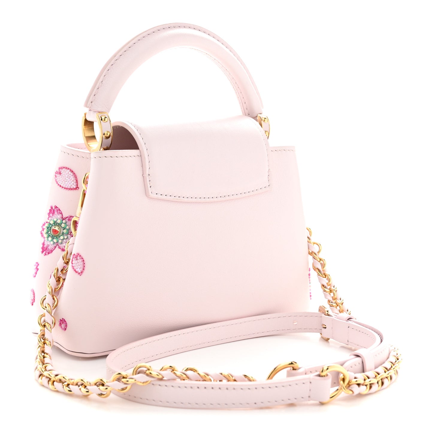 LV X TM Lambskin Beaded Embroidered Mini Cherry Blossom Capucines Pink