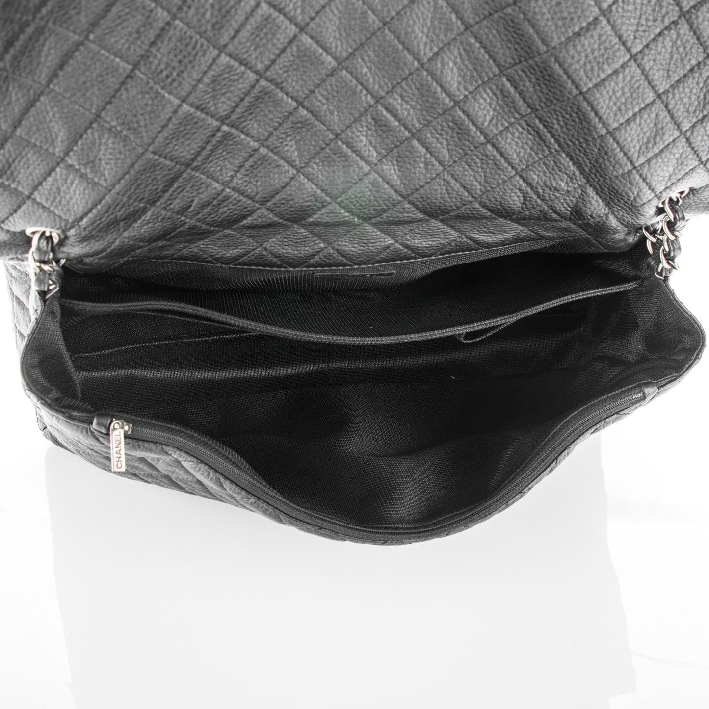Calfskin Quilted XXL Travel Flap Bag Black