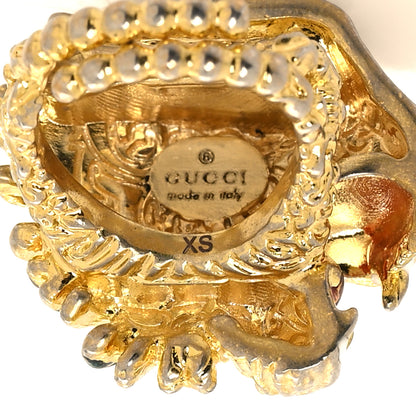 Gucci Metal Crystal Lion Head Ring XS 49 4.75 Aged Gold Multicolor 4 of 4