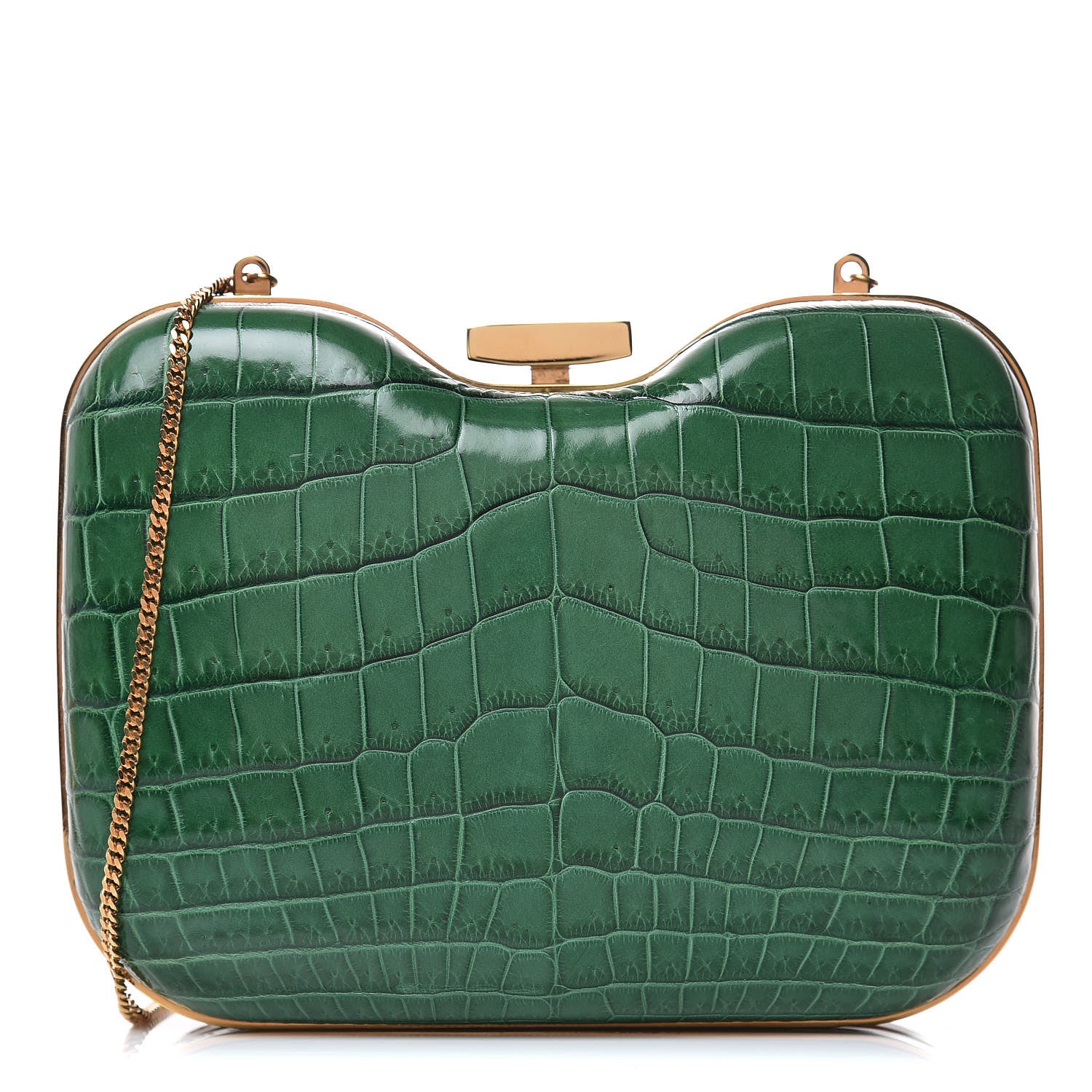 Fendi Crocodile Box Clutch Green Blue 1 of 6