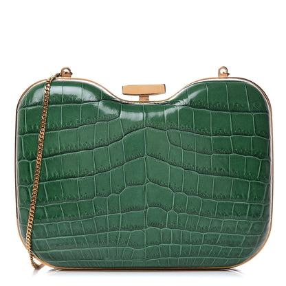 Fendi Crocodile Box Clutch Green Blue 1 of 6