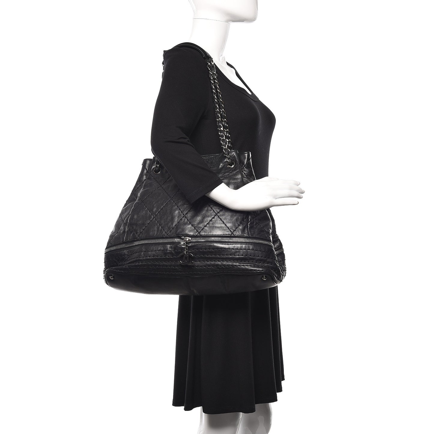 Lambskin Expandable Tote Black