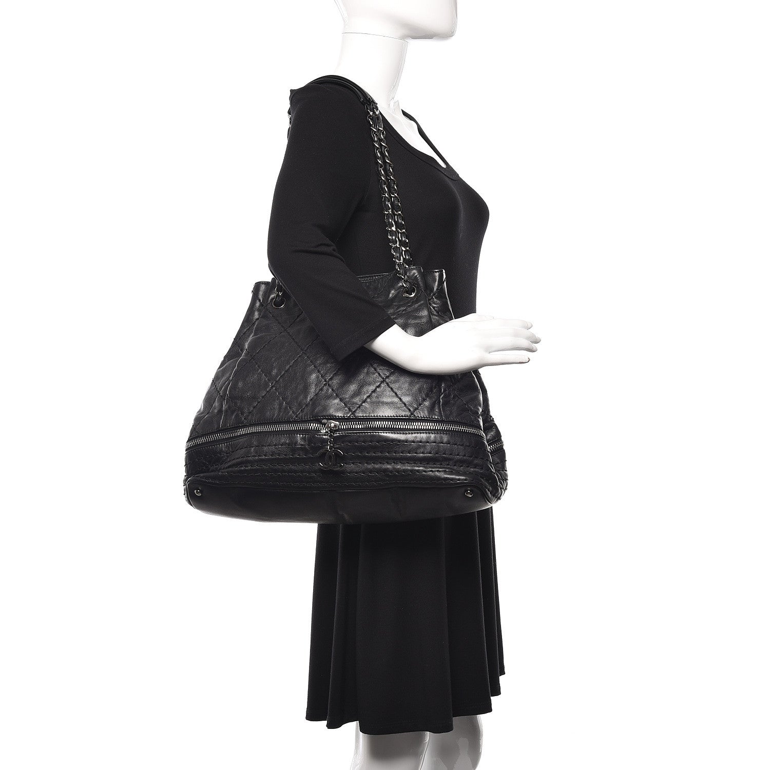 Chanel Lambskin Expandable Tote Black 2 of 10