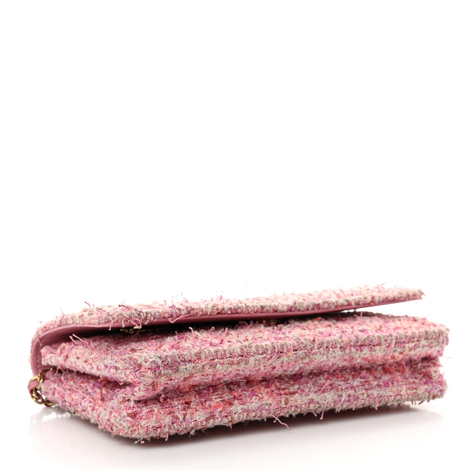 Chanel Tweed Quilted Wallet On Chain WOC Pink 4 of 15