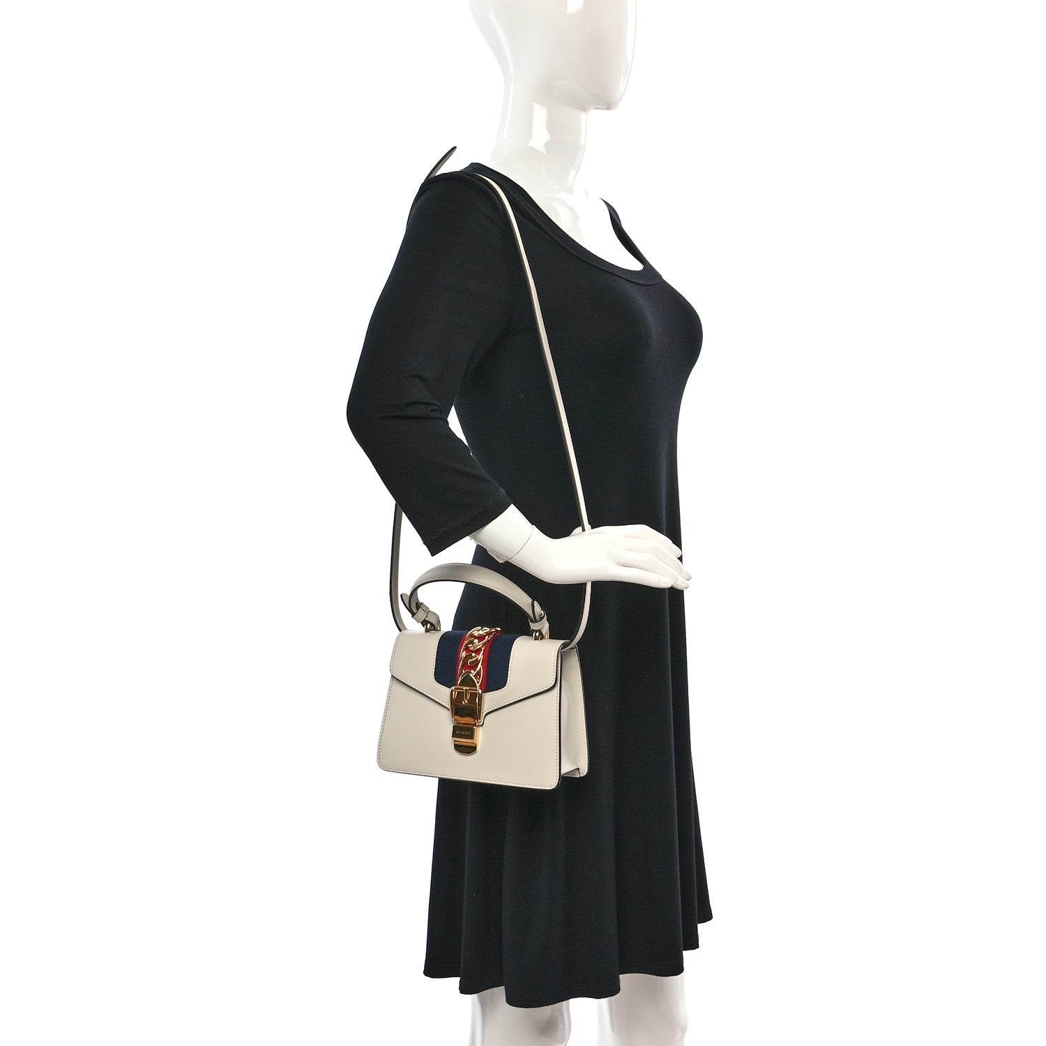 Gucci Calfskin Mini Sylvie Top Handle Bag White 2 of 11