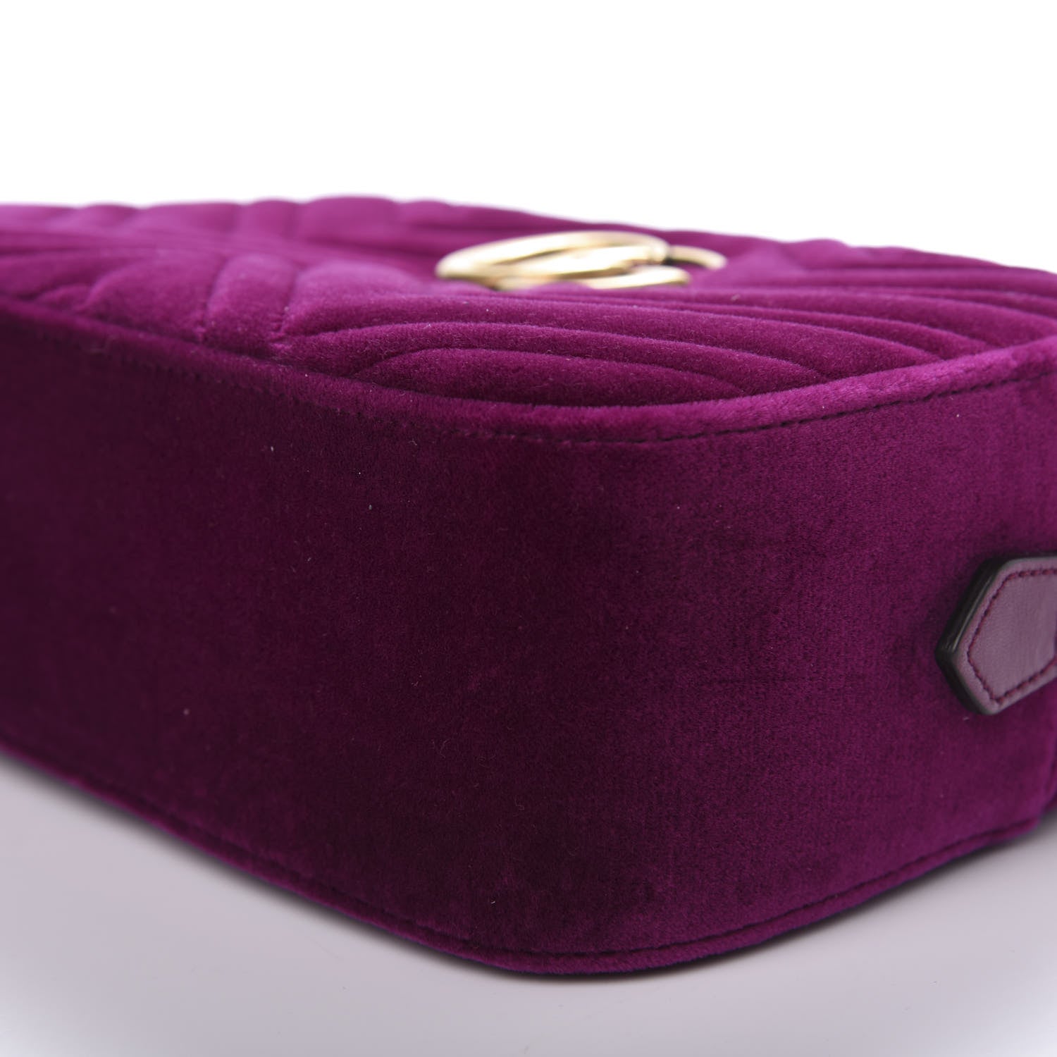 Gucci Velvet Matelasse Small GG Marmont Chain Shoulder Bag Fuchsia Violet Cyclamen 7 of 9