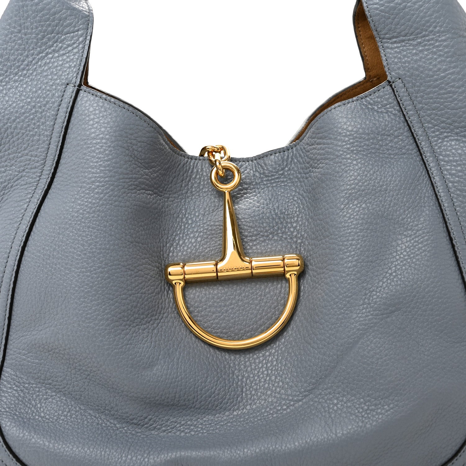 Gucci Grained Calfskin Softbit Maxi Shoulder Bag Dusty Blue 9 of 14