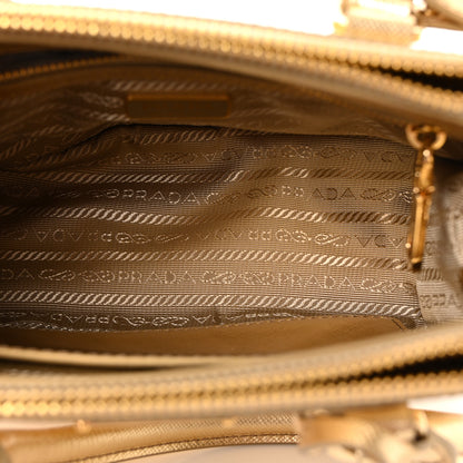 Prada Metallic Saffiano Lux Mini Galleria Double Zip Tote Platino 5 of 9