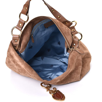Lanvin Suede Studded Hobo Taupe 7 of 14