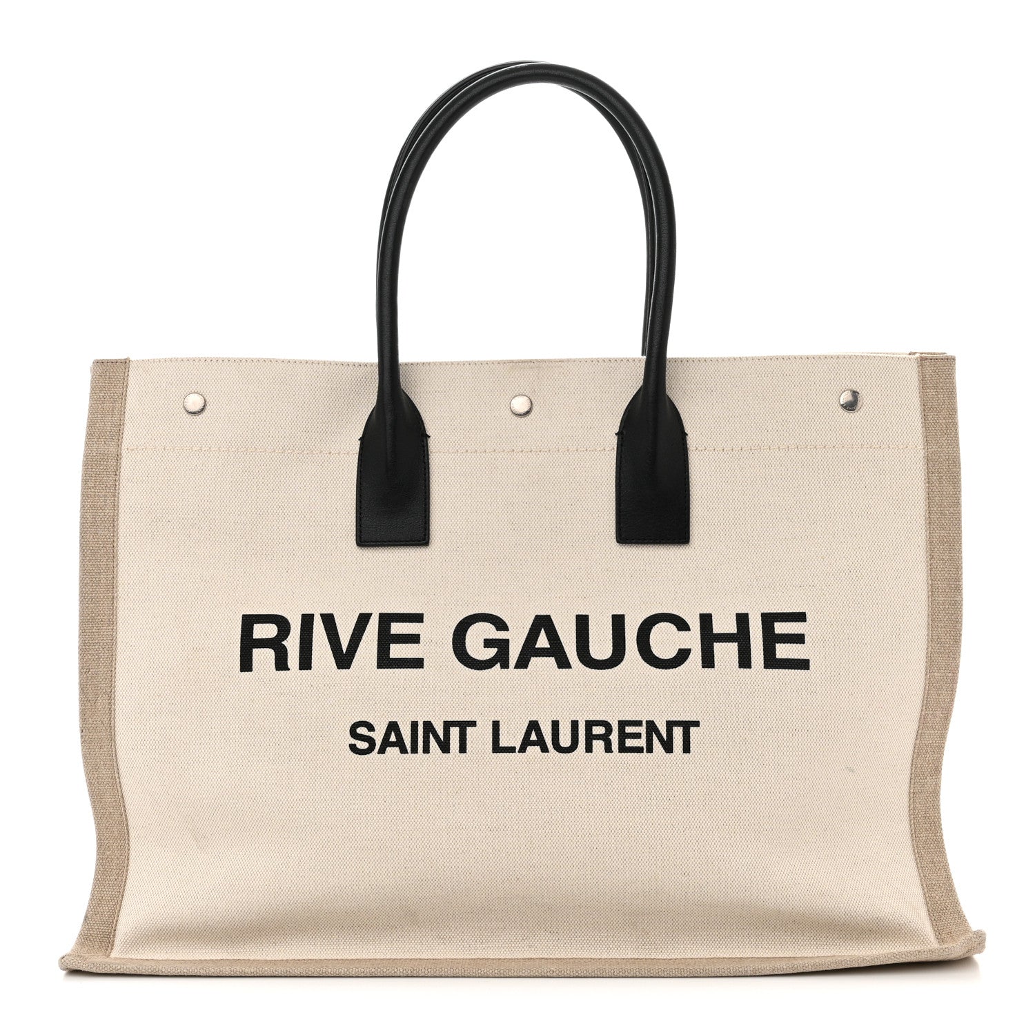Saint Laurent Linen Calfskin Rive Gauche Tote Optic White 1 of 18