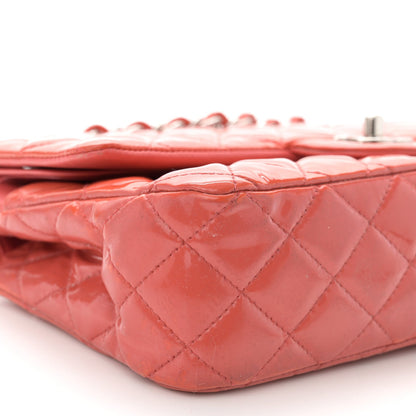 Chanel Patent Quilted Medium Double Flap Coral 6 of 8