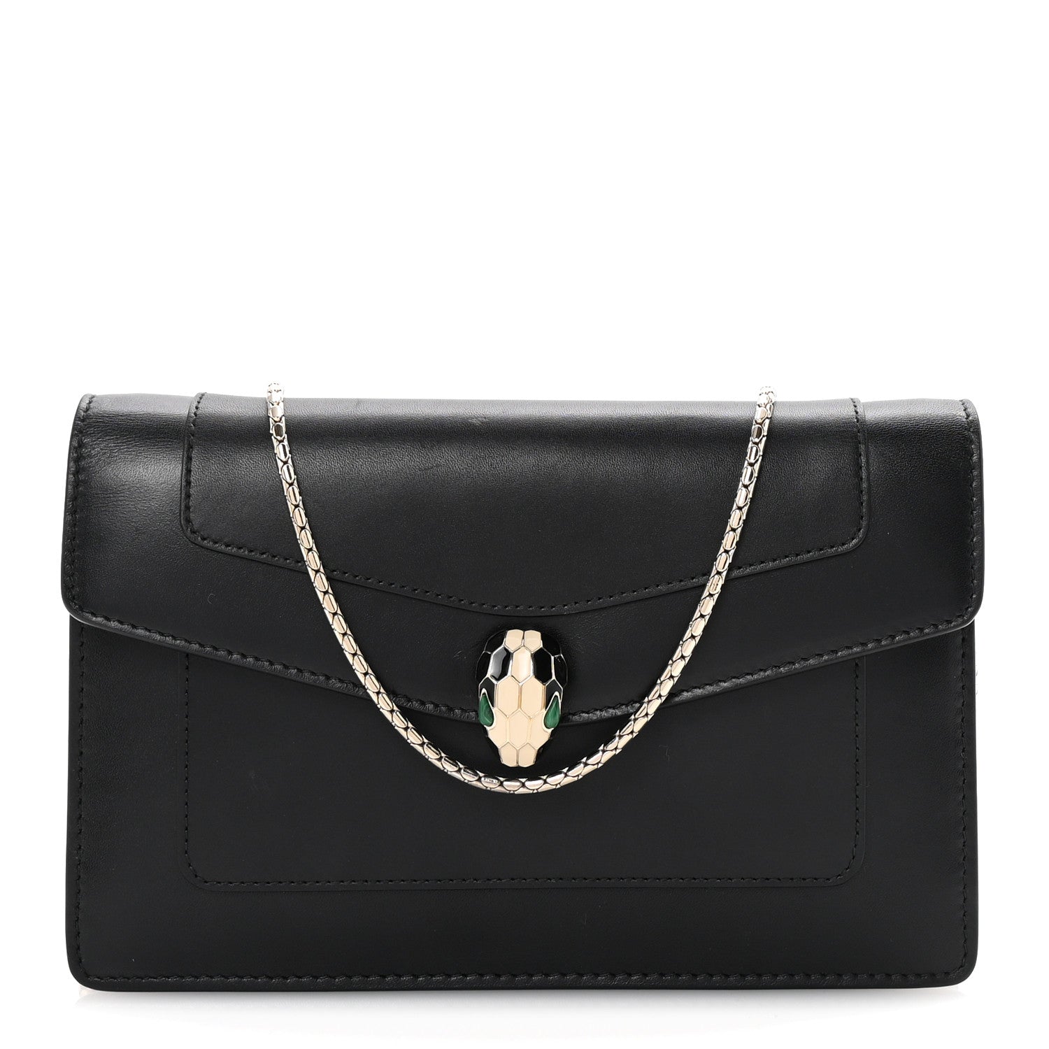 Bulgari Calfskin Serpenti Forever Chain Wallet Black 1 of 10