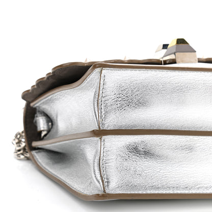 Fendi Vitello Catalan Mirror Scalloped Multi Studded Small Kan I Shoulder Bag Argento 10 of 11
