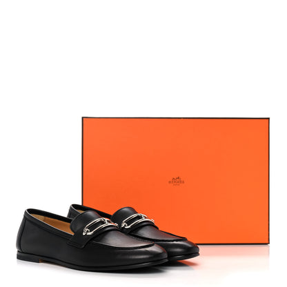 Hermes Calfskin Womens Colette Loafers 37 Black 9 of 9