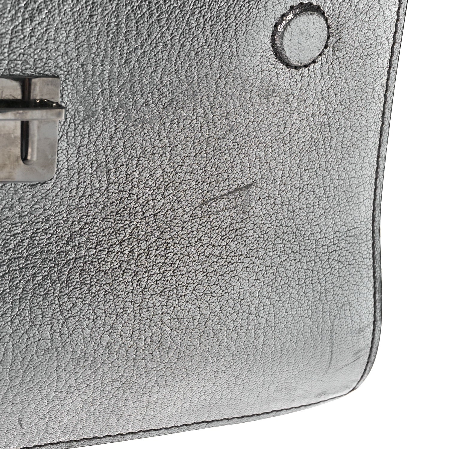 Miu Miu Goatskin Madras Top Handle Bag Silver 7 of 12