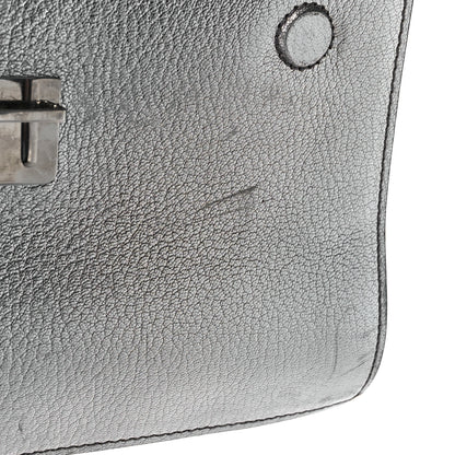 Miu Miu Goatskin Madras Top Handle Bag Silver 7 of 12