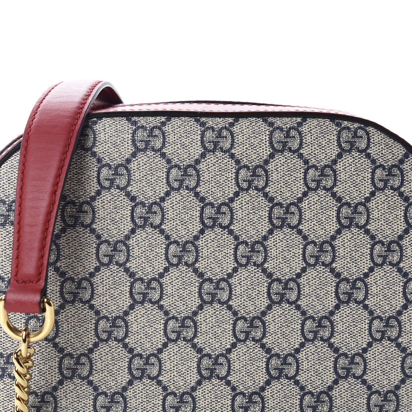 GG Supreme Monogram Mini Chain Shoulder Bag Beige Blue Hibiscus Red