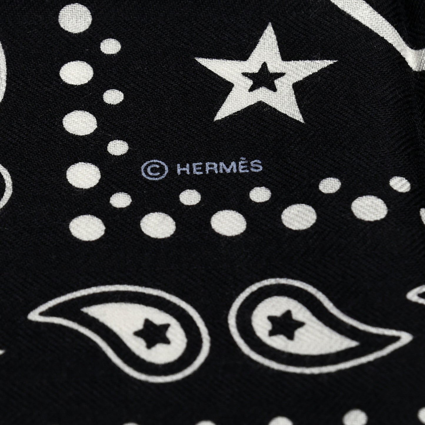Cashmere Silk Les Cles Bandana Shawl 140 Black White