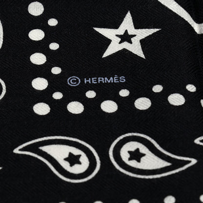Hermes Cashmere Silk Les Cles Bandana Shawl 140 Black White 6 of 8