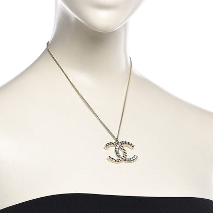 Chanel Baguette Crystal Quilted CC Pendant Necklace Gold 2 of 5
