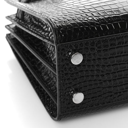 Saint Laurent Calfskin Crocodile Embossed Nano Sac De Jour Black 7 of 10