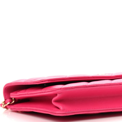 Chanel Lambskin Quilted Wallet On Chain WOC Pink 12 of 13