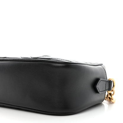 Gucci Calfskin Matelasse Small GG Marmont Chain Shoulder Bag Black 10 of 10