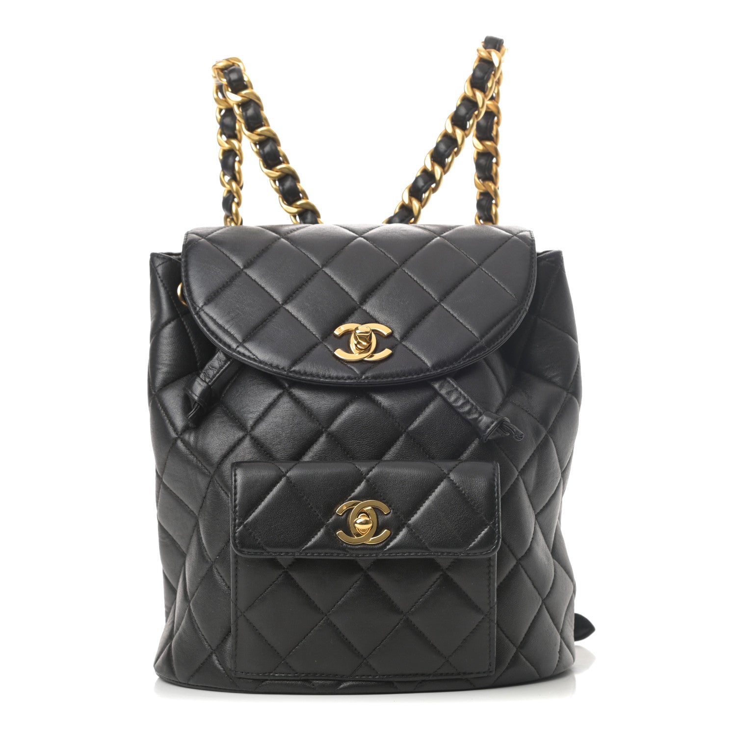 Chanel Lambskin Quilted Drawstring Backpack Black 1 of 14