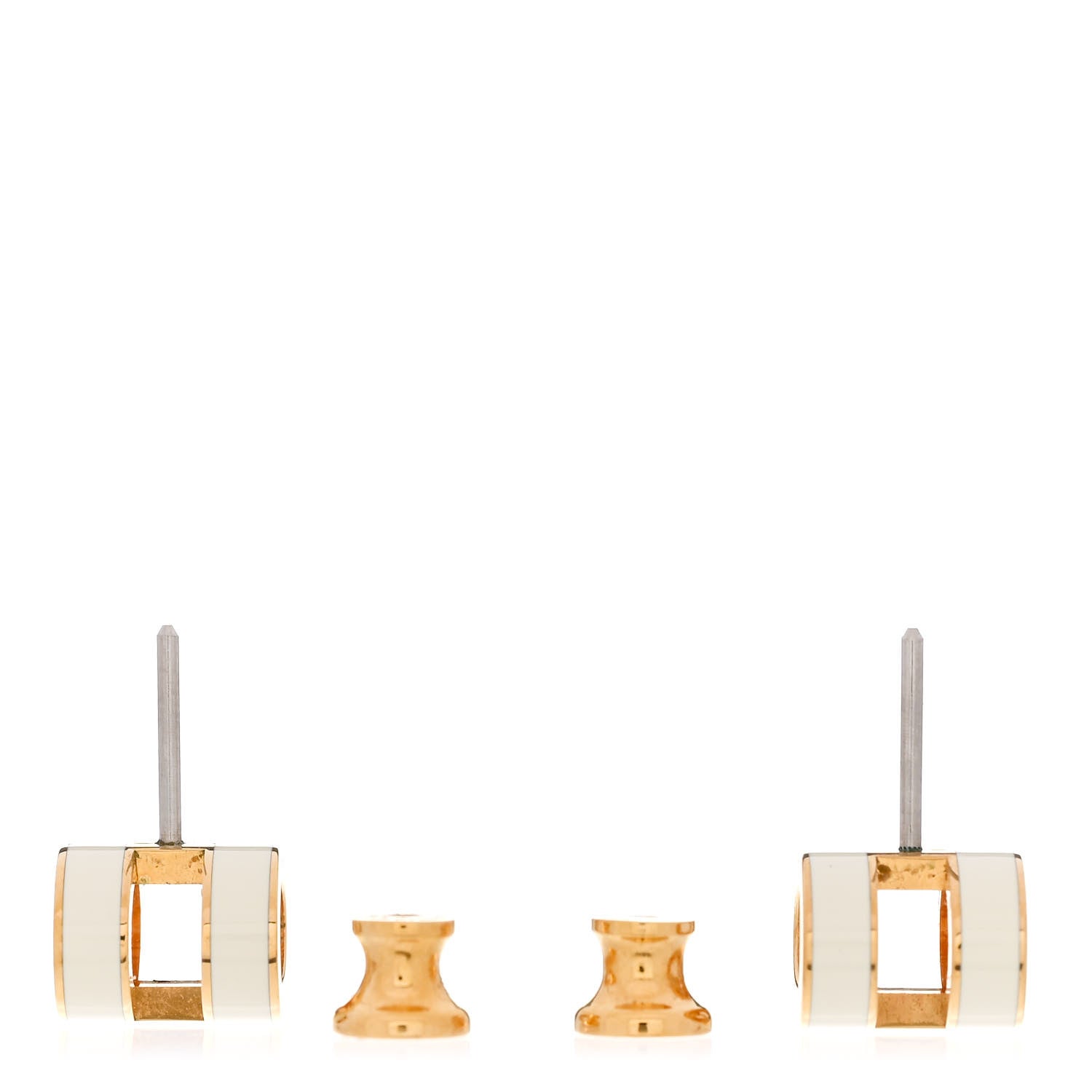 Hermes Gold Lacquered Mini Pop H Earrings White 3 of 6