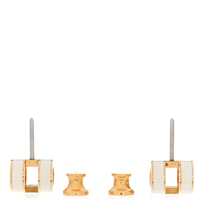 Hermes Gold Lacquered Mini Pop H Earrings White 3 of 6